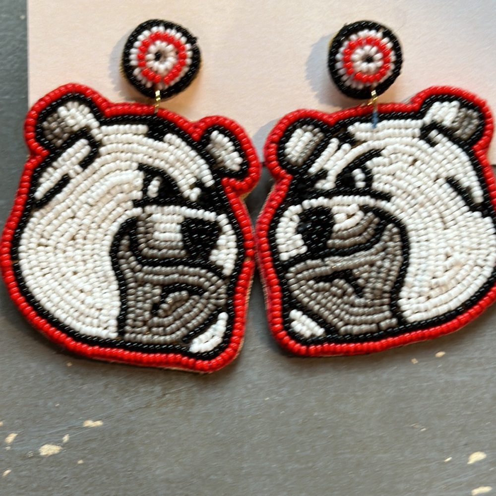 Georgia Bulldogs Football Team Mascot Beaded Earrings
